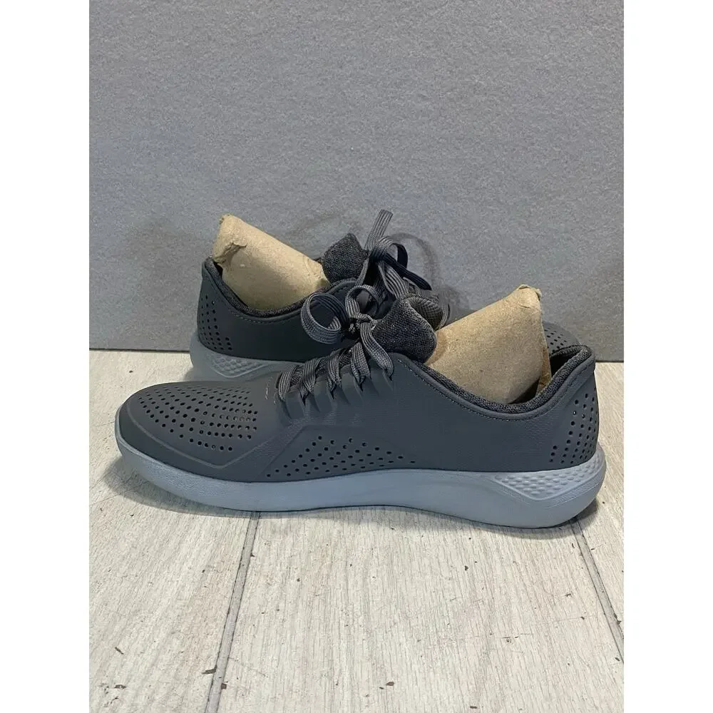 Crocs 204967 LiteRide Pacer Mens Gray WP Lace Up Comfort Sneaker Size 8